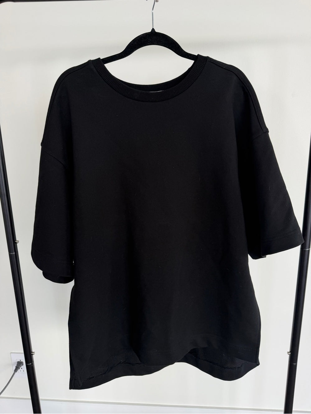 The Frankie Shop Black Oversized Drop Shoulder Tunic T-Shirt XS/S
