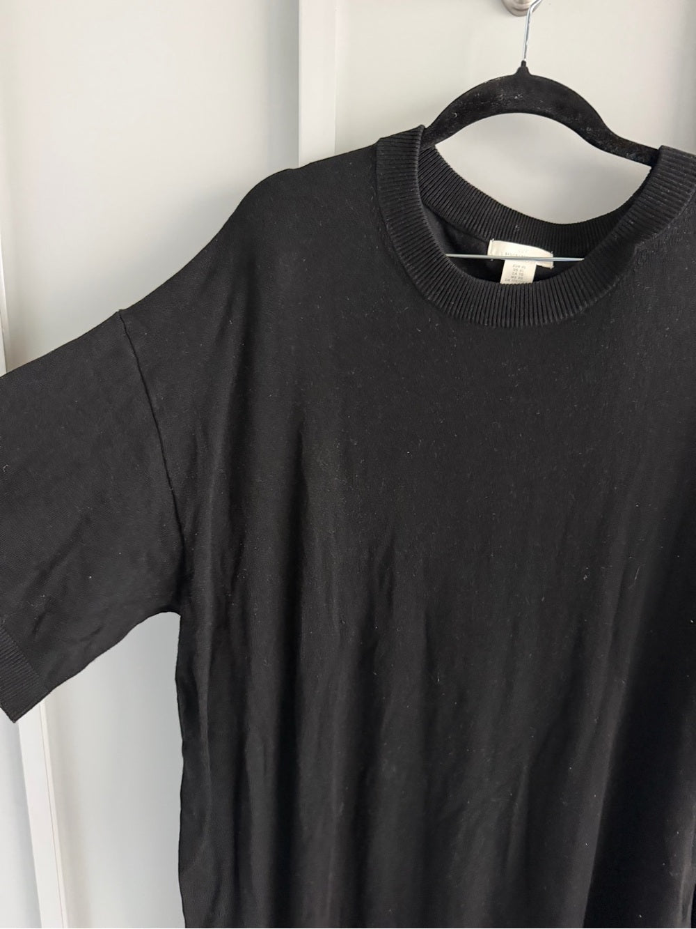 H&M Black Knit Short Sleeve Midi Dress Size XL
