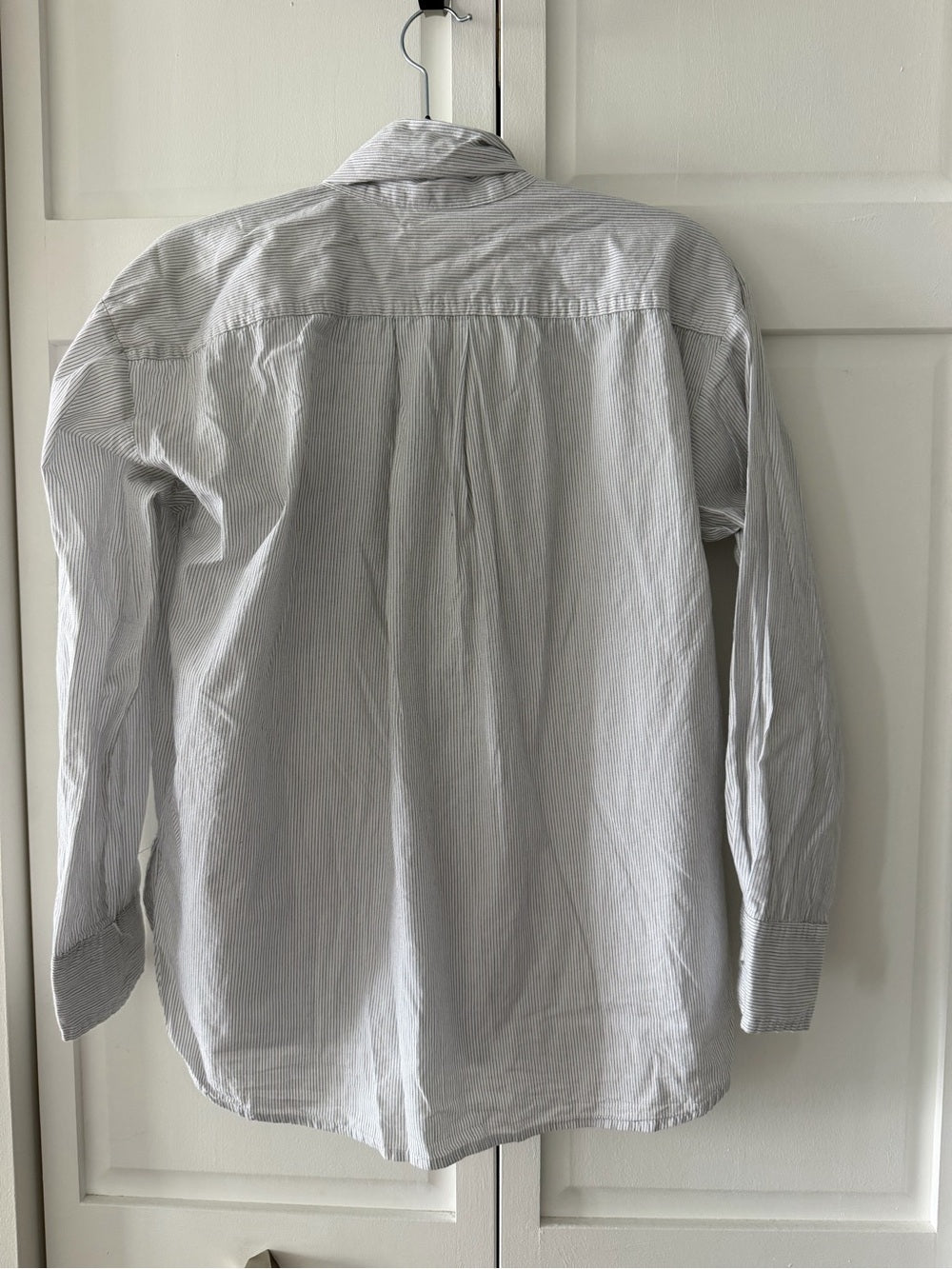 Easy Clothes French Tie-Front Cotton Oversized Striped Blouse size S blue white