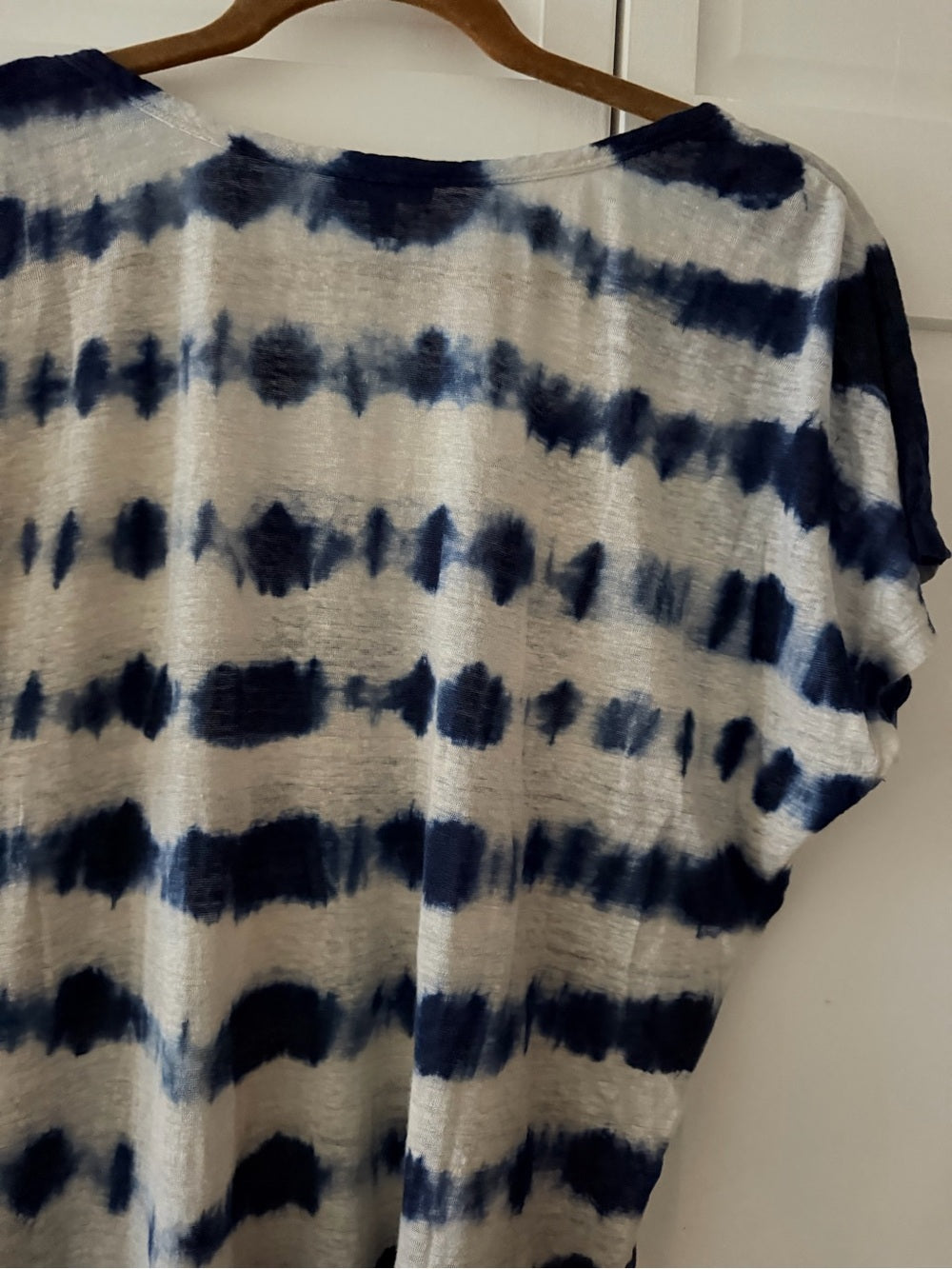 Joie Navy Blue Tie Dye 100% Linen Oversized T-Shirt S