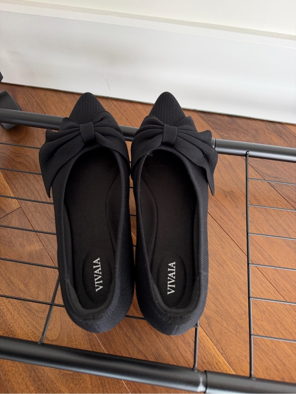 VIVAIA Black Pointed Toe Knit Bow Ballet Flats Size 39 / US 8.5 New