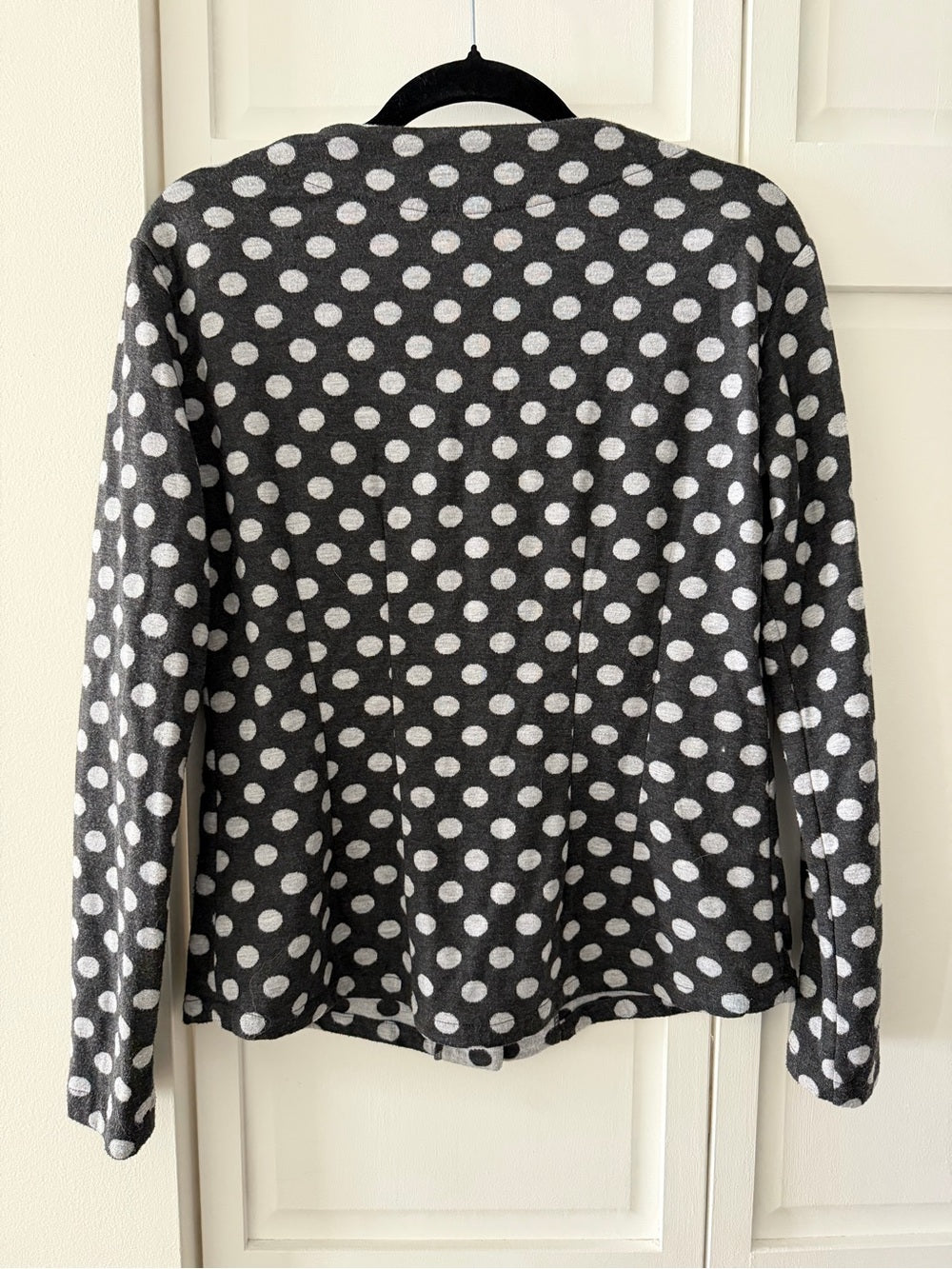 Vintage Barbeau Montreal Polka Dot Cardigan Jacket Grey Green Buttons M