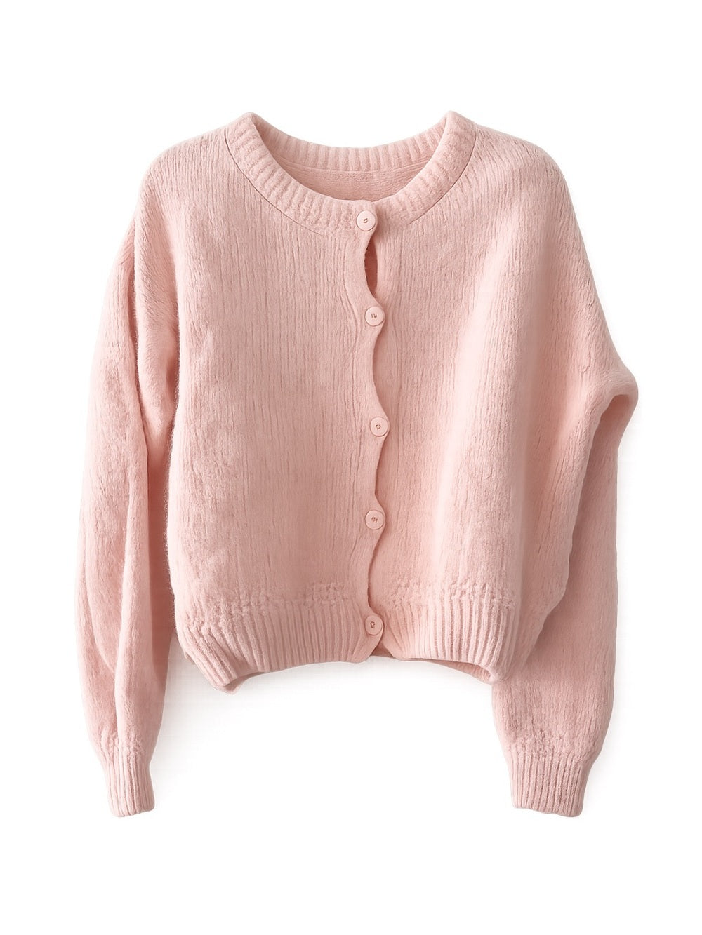 Vintage Made in Italy Light Pink Mohair Blend Button-Down Cardigan size S