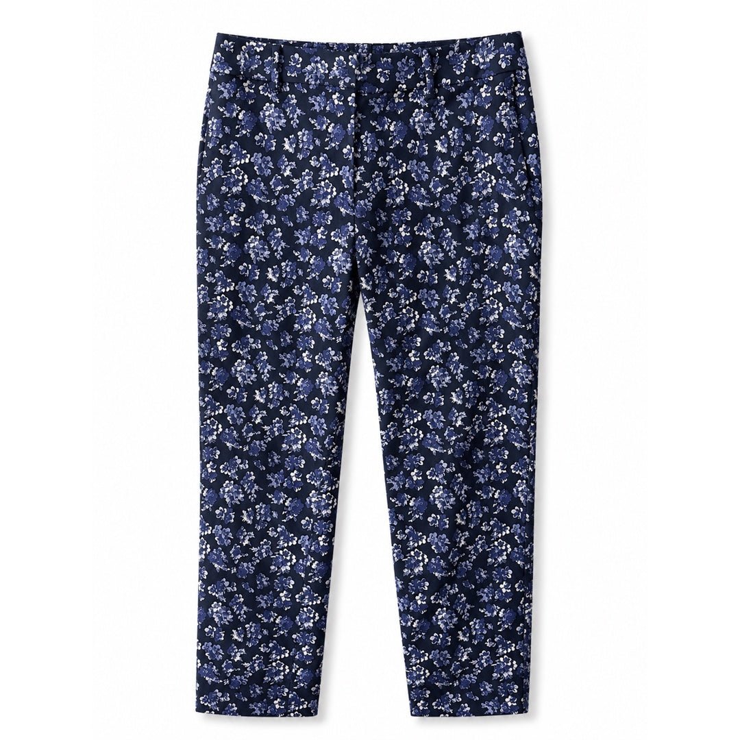 Club Monaco Vintage Floral Straight-Leg Trousers - Navy & Periwinkle - Studio Edition