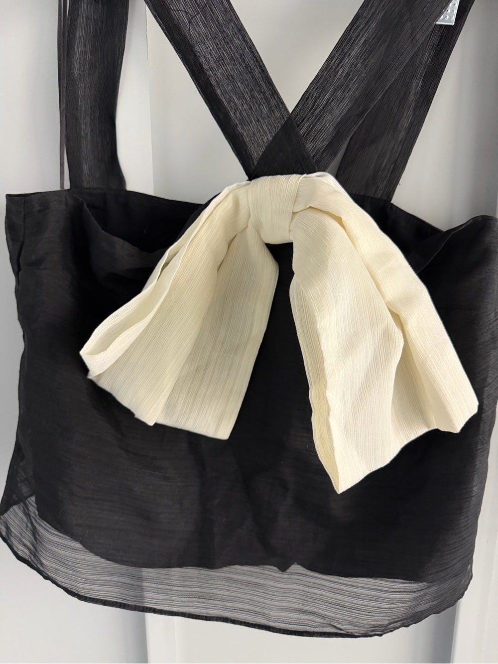 Sunday in Brooklyn Black Contrast Cream Bow Back Top L