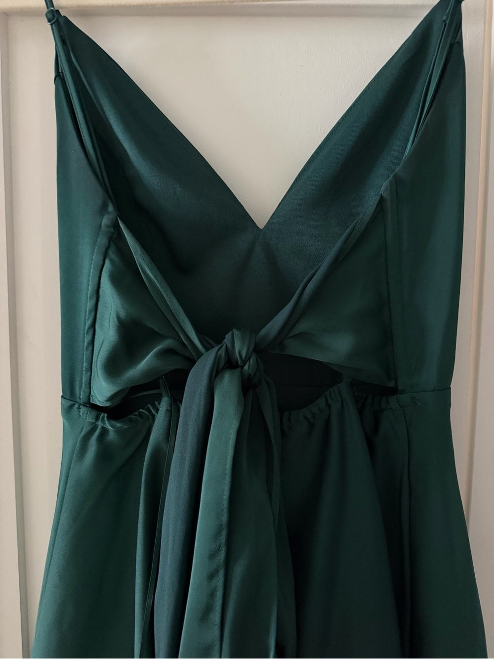 Maniju Emerald Green Satin Tie Back Midi Dress Small NWoT