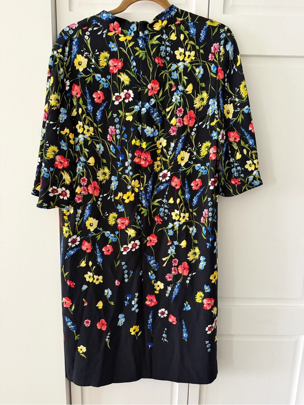 Like New Escada Vibrant Floral Black Midi Dress - Size 6/8 (EU 38)