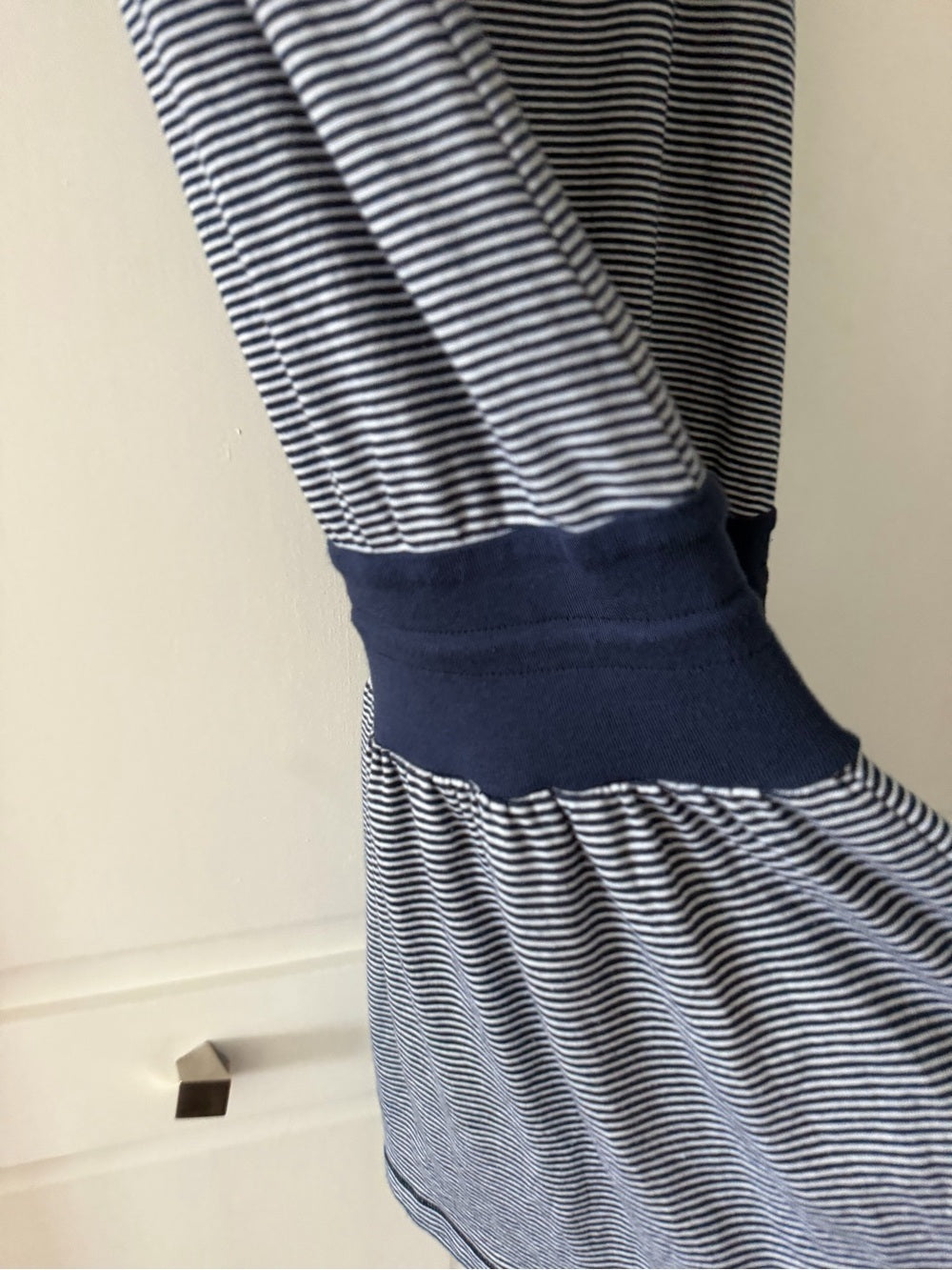 Splendid Navy White Striped Cotton Blend Summer Beach Drop Waist Mini Dress M