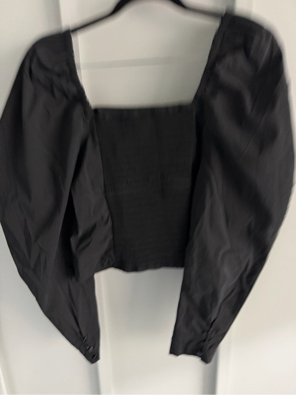 Levi’s Black Smocked Corset Top with Voluminous Sleeves - Size Medium