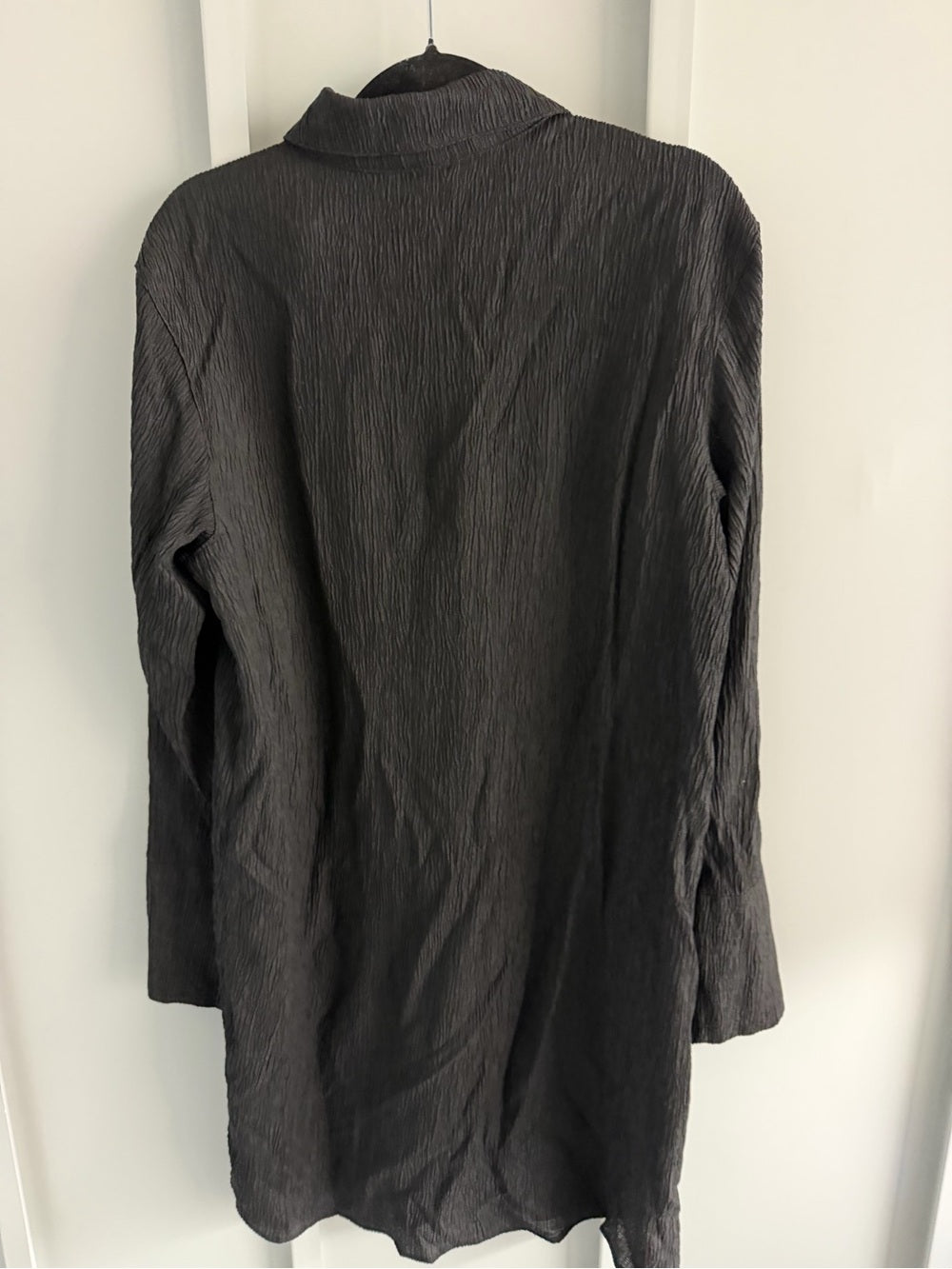 H&M Black Crinkled Midi Dress / Beach Cover-Up Size S