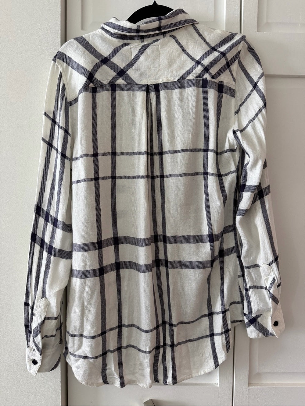 Rails Hunter White Navy Plaid Rayon Flannel Shirt S