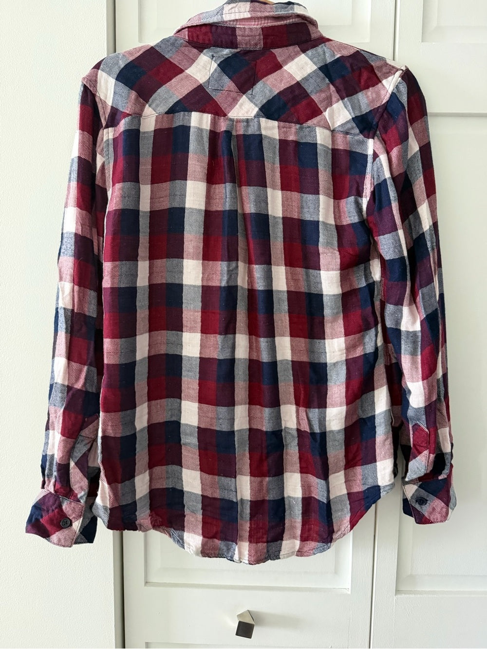 Rails Burgundy Navy Plaid Double Layer Flannel Shirt S