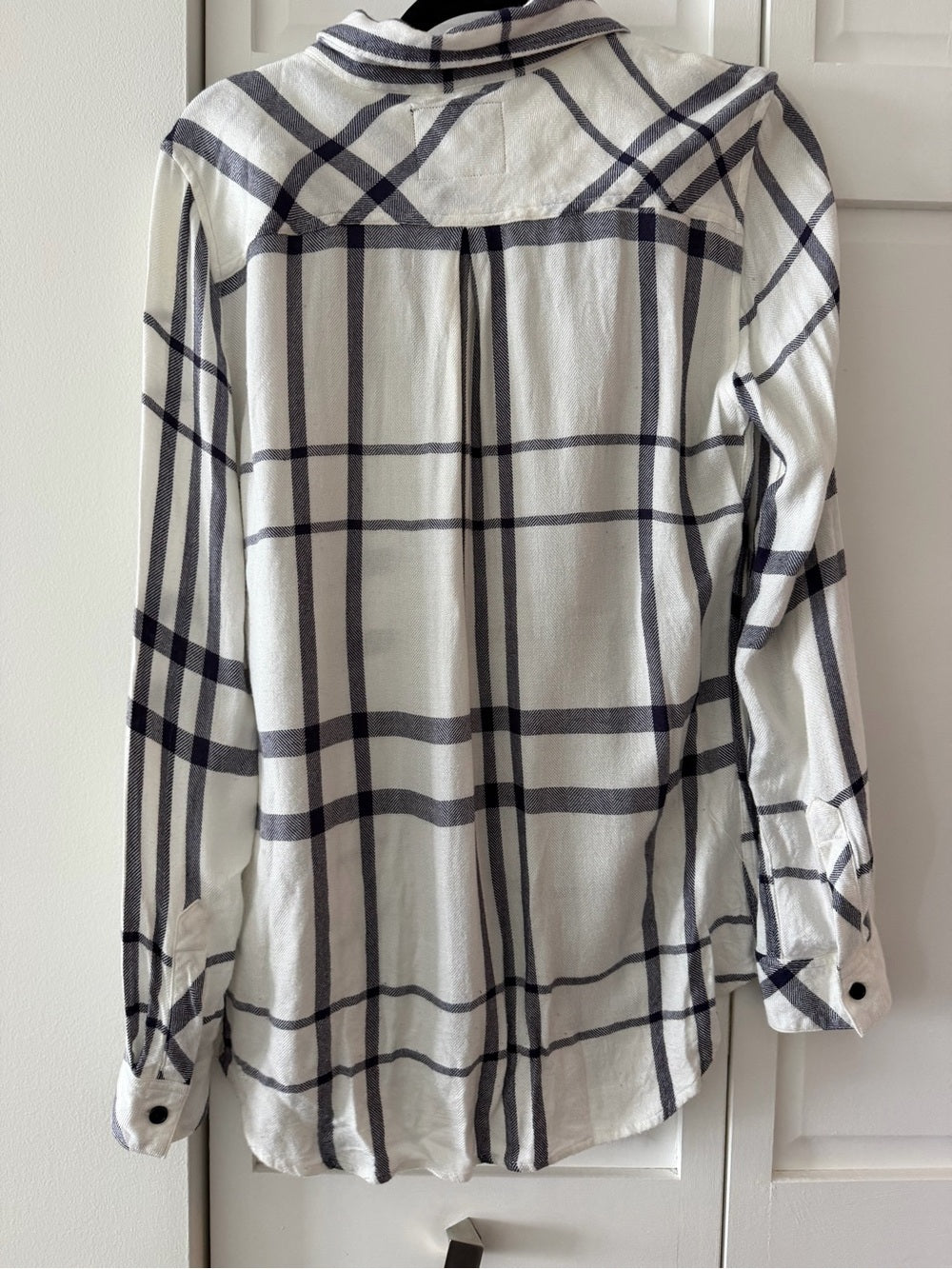 Rails Hunter White Navy Plaid Rayon Flannel Shirt S