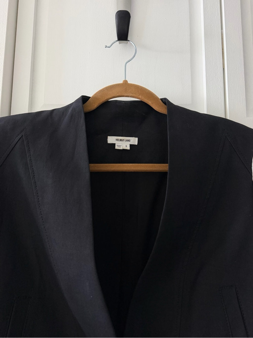 Helmut Lang Black Cotton Linen Colorblock Blazer 2