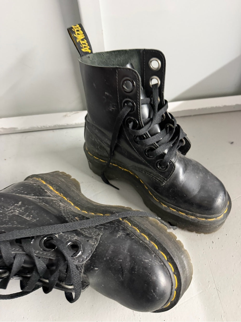Dr. Martens Molly Platform Boots Black Patent Leather US 6