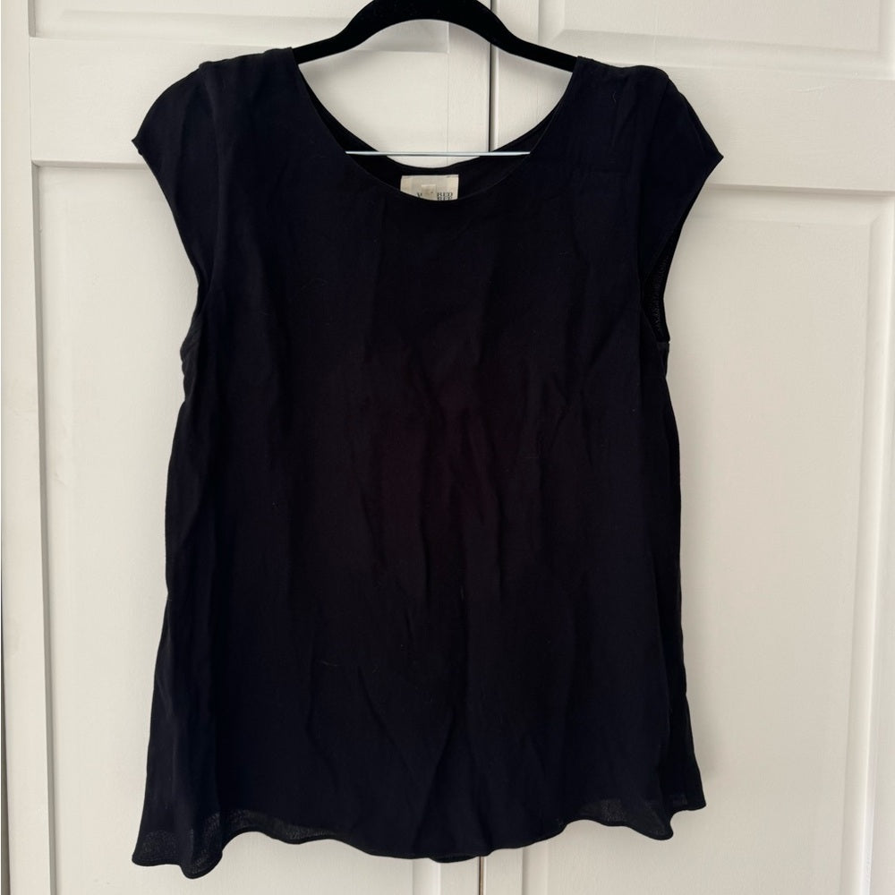 Wilfred Free Black Cap Sleeve Blouse Size XS Double Layered Top (Aritzia)