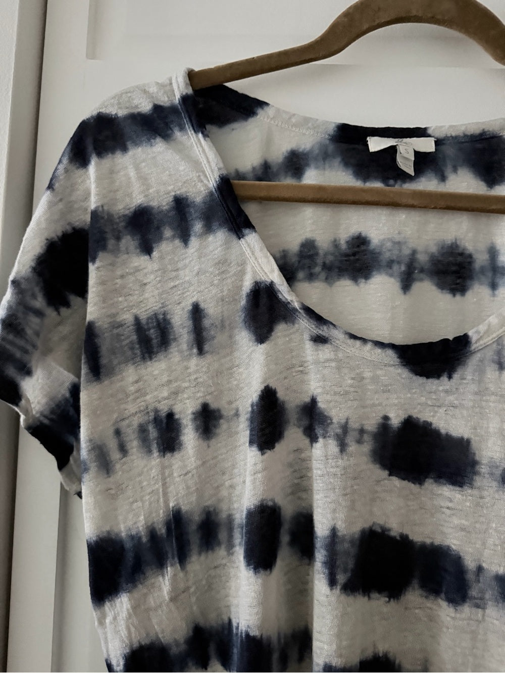 Joie Navy Blue Tie Dye 100% Linen Oversized T-Shirt S