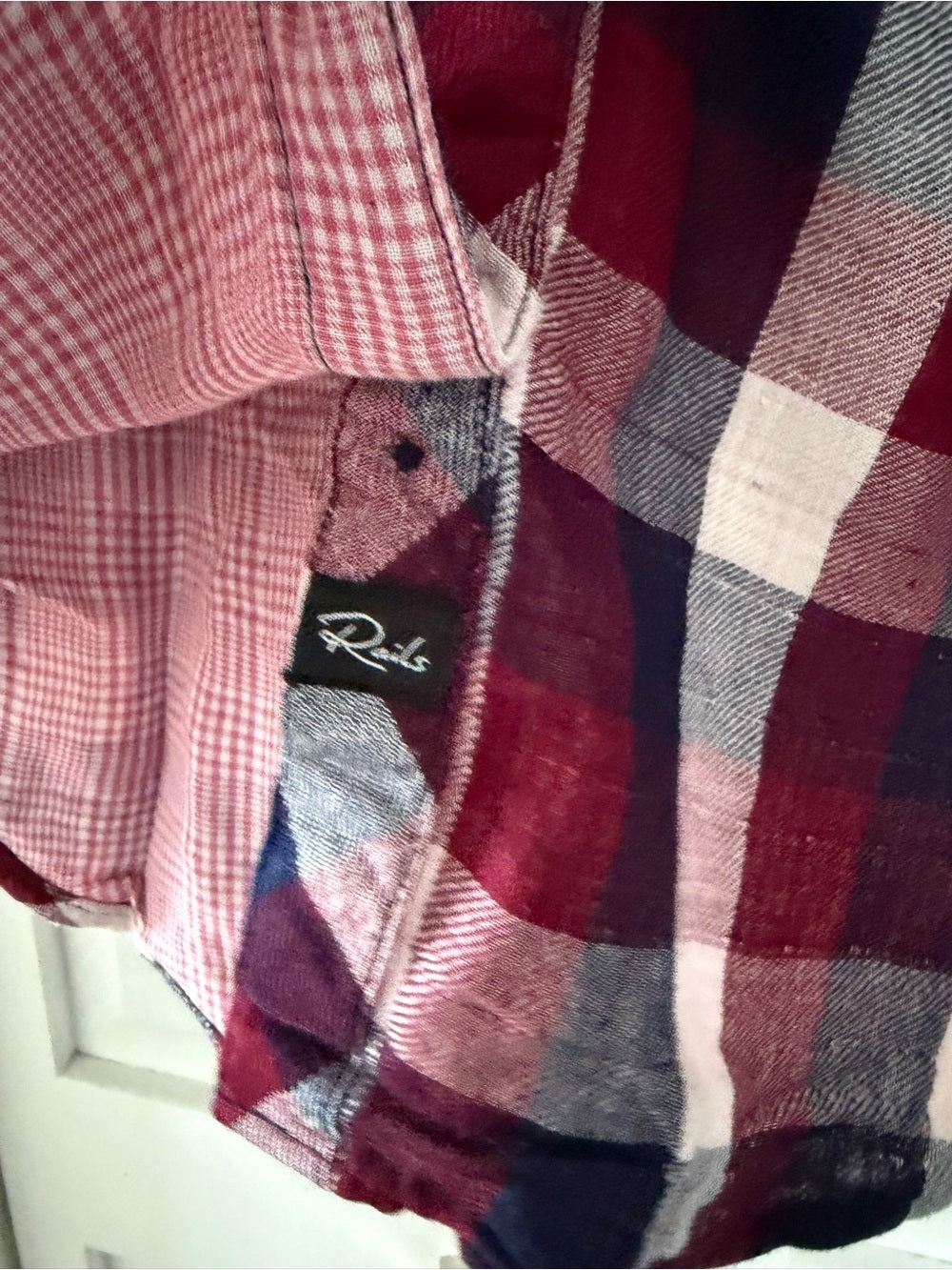 Rails Burgundy Navy Plaid Double Layer Flannel Shirt S