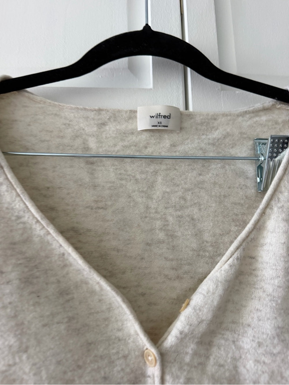 Wilfred Cropped Wool Cashmere Blend Cardigan - Cream Speckled - Size XS