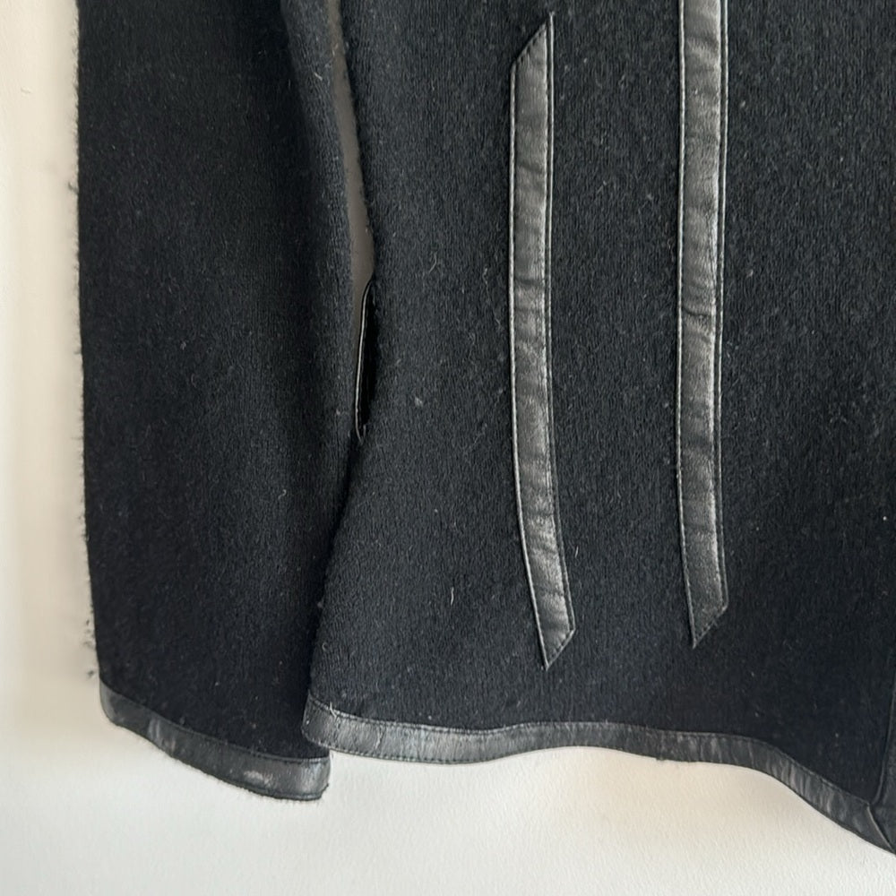 Armani Jeans Wool Cashmere Mix Black Leather sweater Knit size S 90s vintage