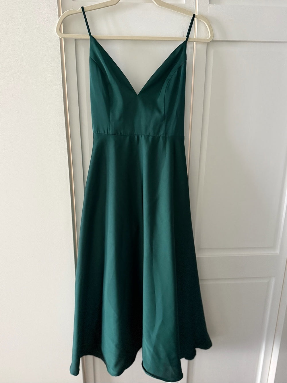 Maniju Emerald Green Satin Tie Back Midi Dress Small NWoT