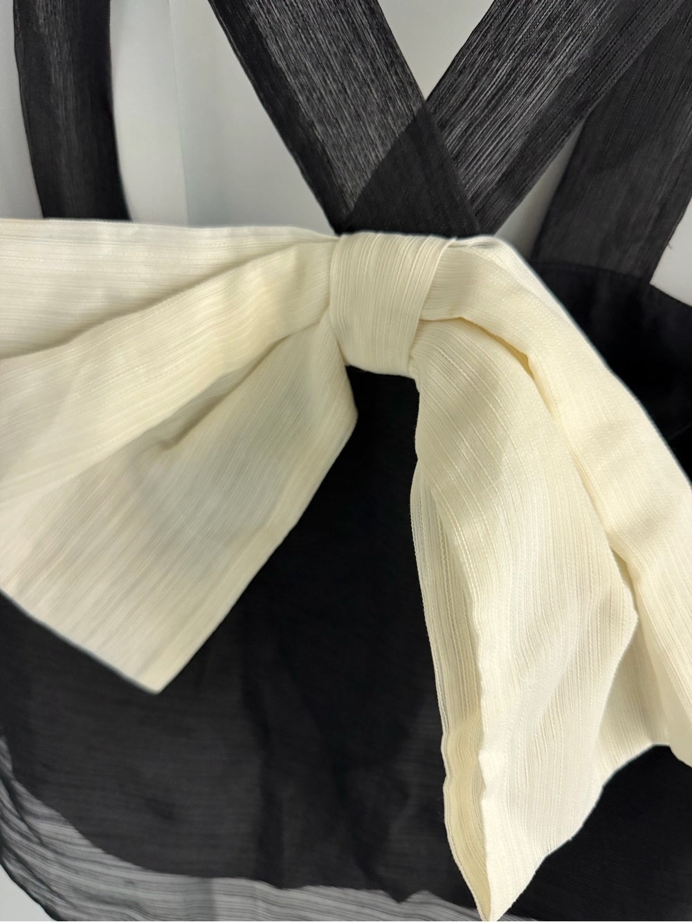 Sunday in Brooklyn Black Contrast Cream Bow Back Top L