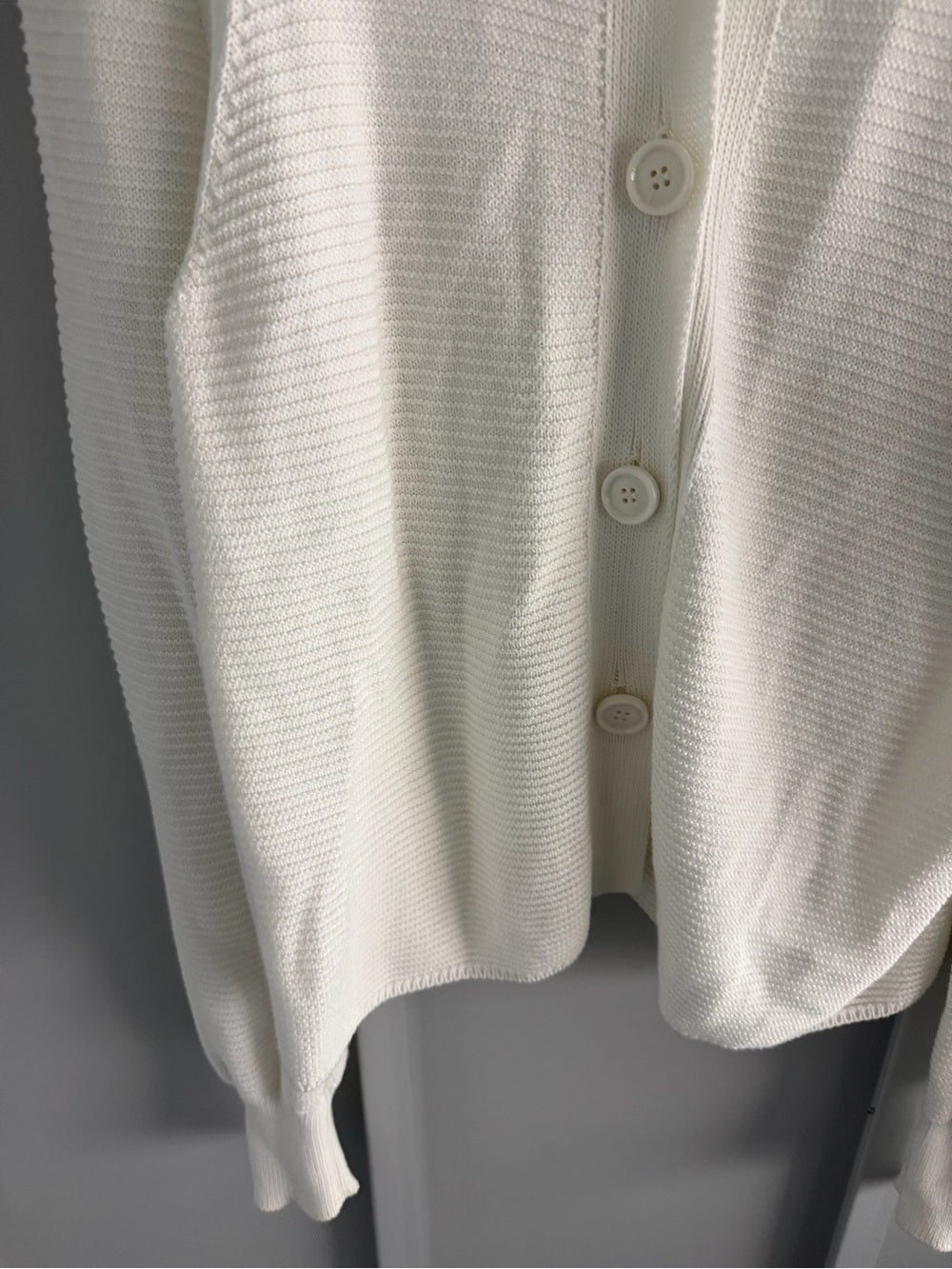 Sisley White 100% Cotton Ribbed Oversized Button Cardigan M