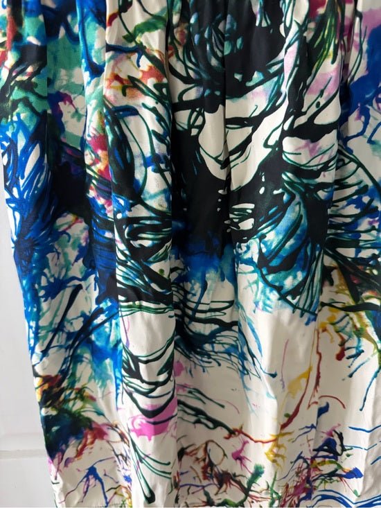 Eighty Sixty 100% Silk Abstract Watercolor Strapless Dress – Size M - Studio Edition