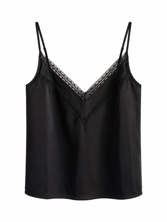 Etam Black Lingerie-Style Camisole with Lace Detail - Size Small Like new - Studio Edition