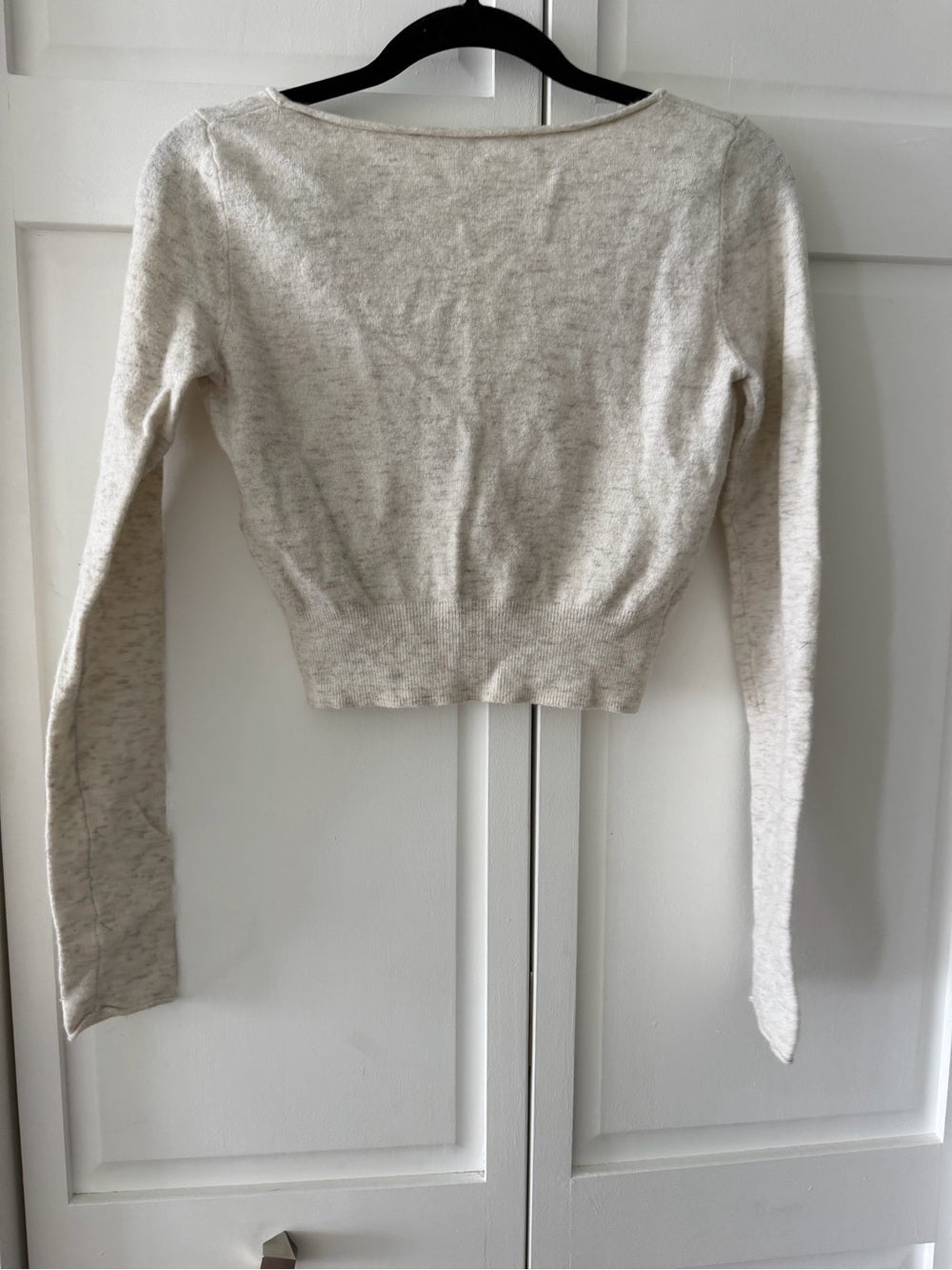 Wilfred Cropped Wool Cashmere Blend Cardigan - Cream Speckled - Size XS