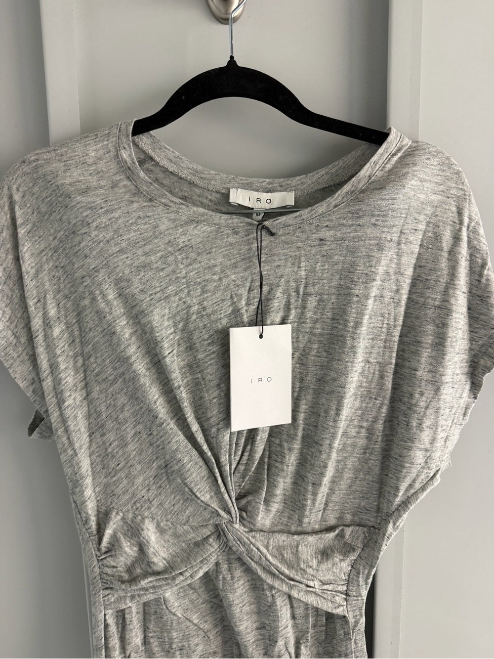 NWT IRO Paris Heather Grey Twist Front T-Shirt Dress M