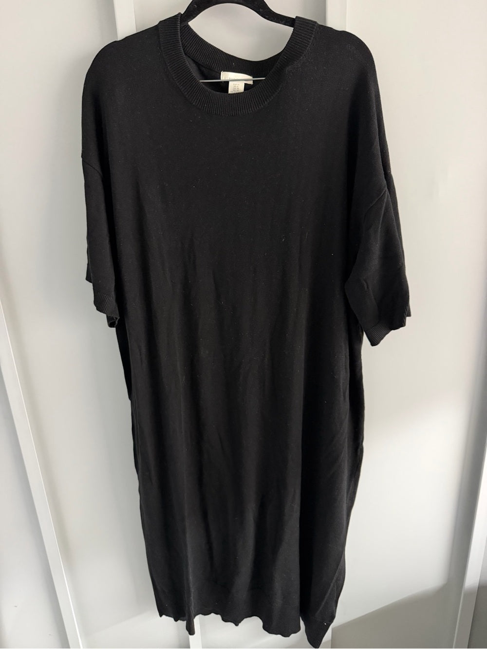 H&M Black Knit Short Sleeve Midi Dress Size XL