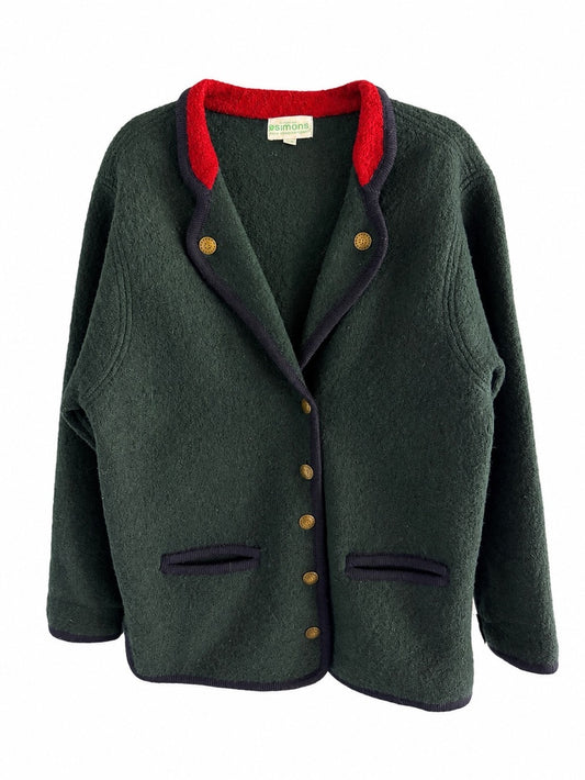 Vintage Simons Boiled Wool Jacket - Forest Green & Red