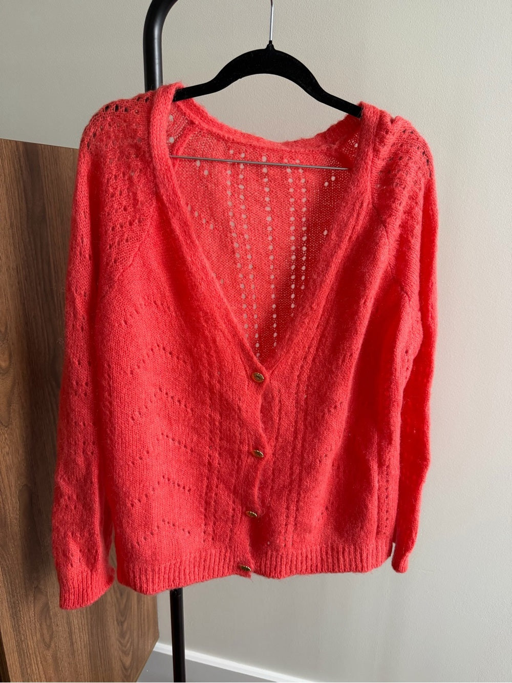 Opulence Paris Orange Mohair Blend Cardigan Oversized S M