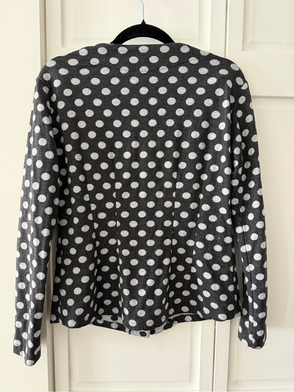 Vintage Barbeau Montreal Polka Dot Cardigan Jacket Grey Green Buttons M