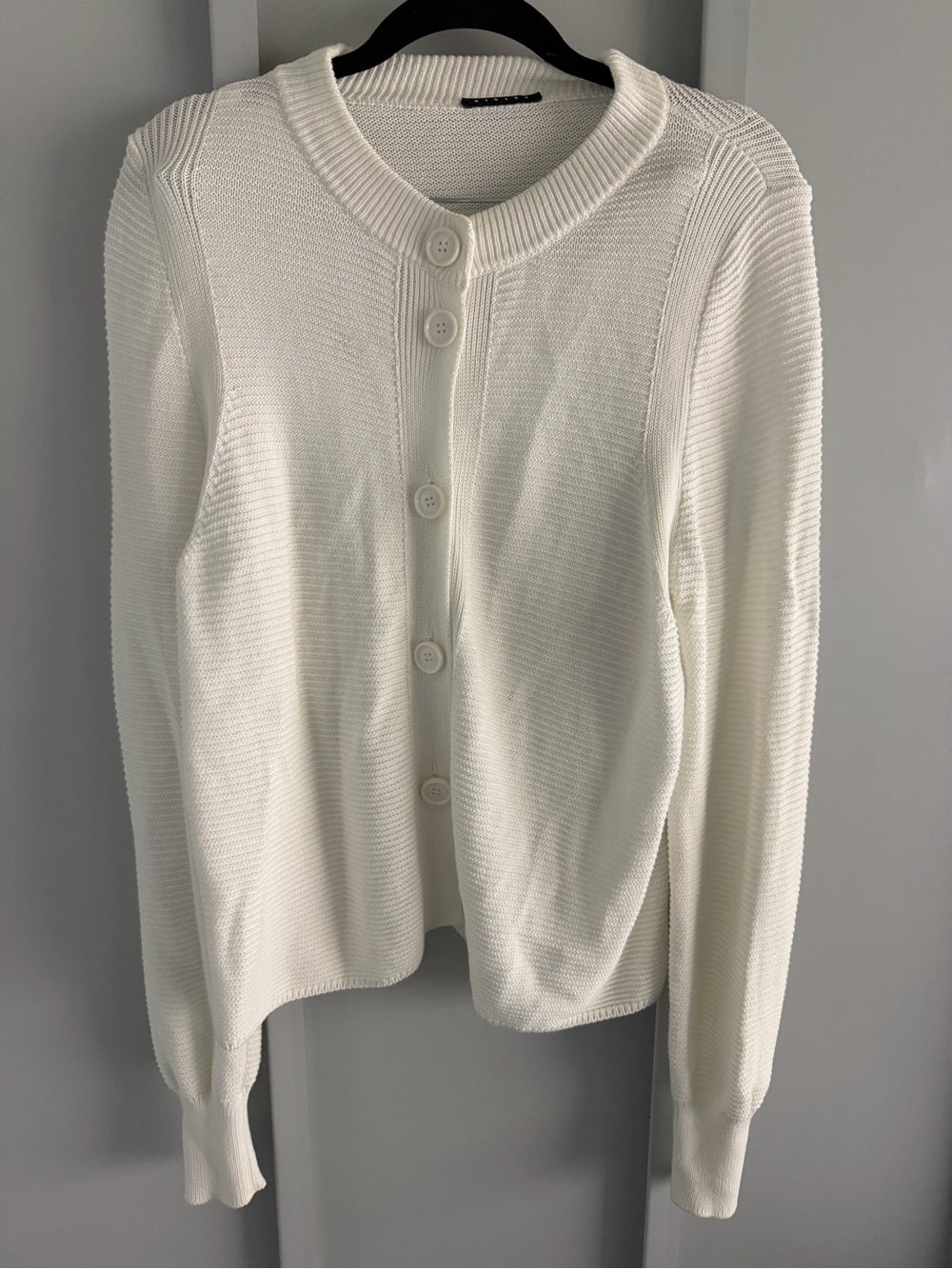 Sisley White 100% Cotton Ribbed Oversized Button Cardigan M