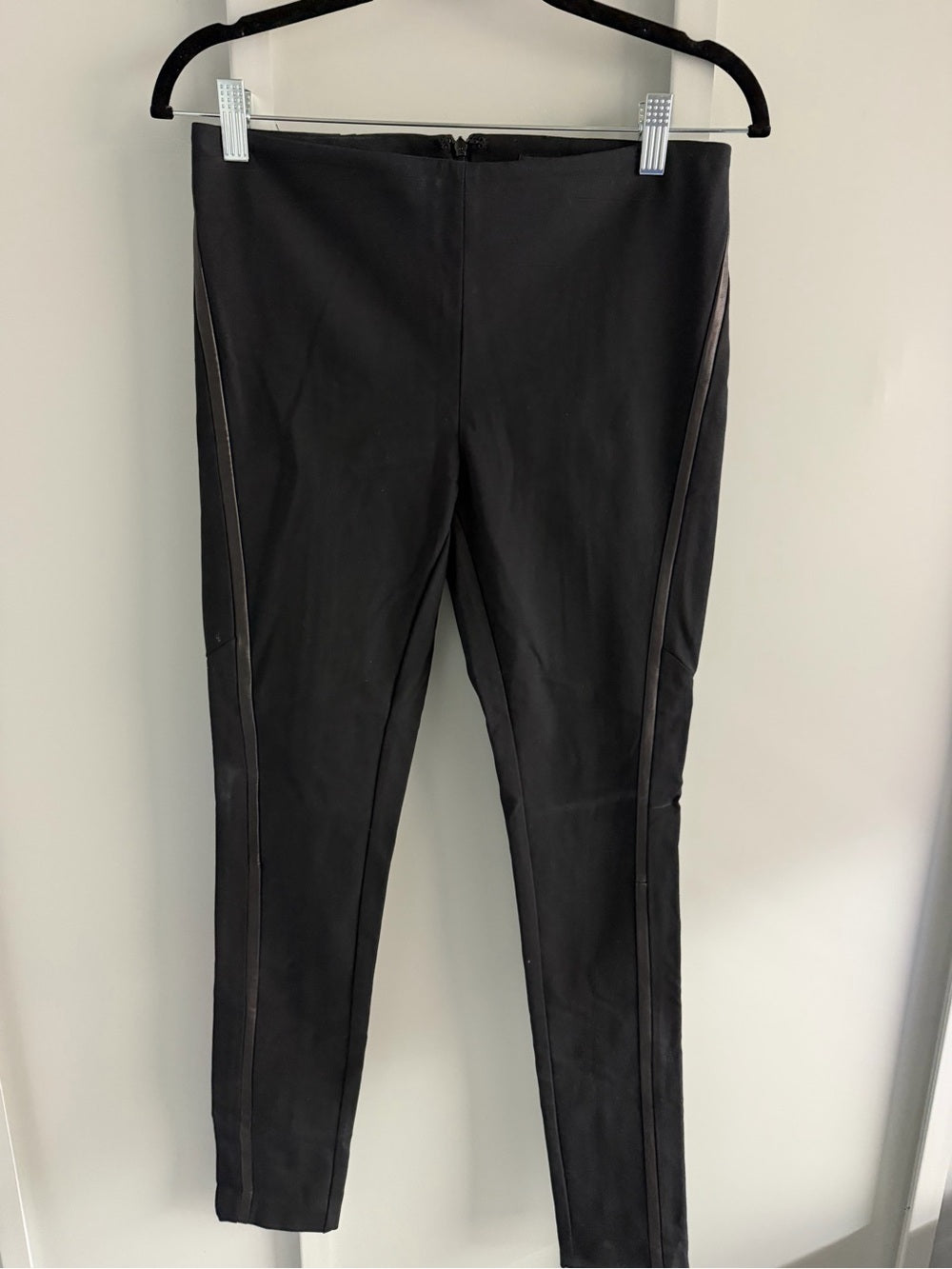 Rag & Bone Black Leather Trim Equestrian Skinny Moto Pants 4