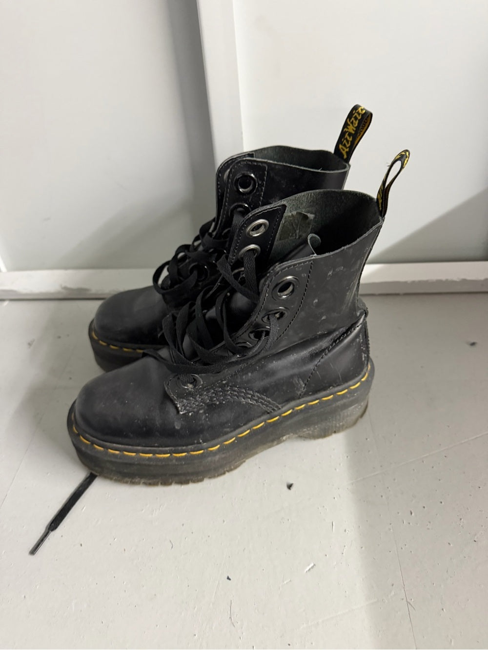Dr. Martens Molly Platform Boots Black Patent Leather US 6