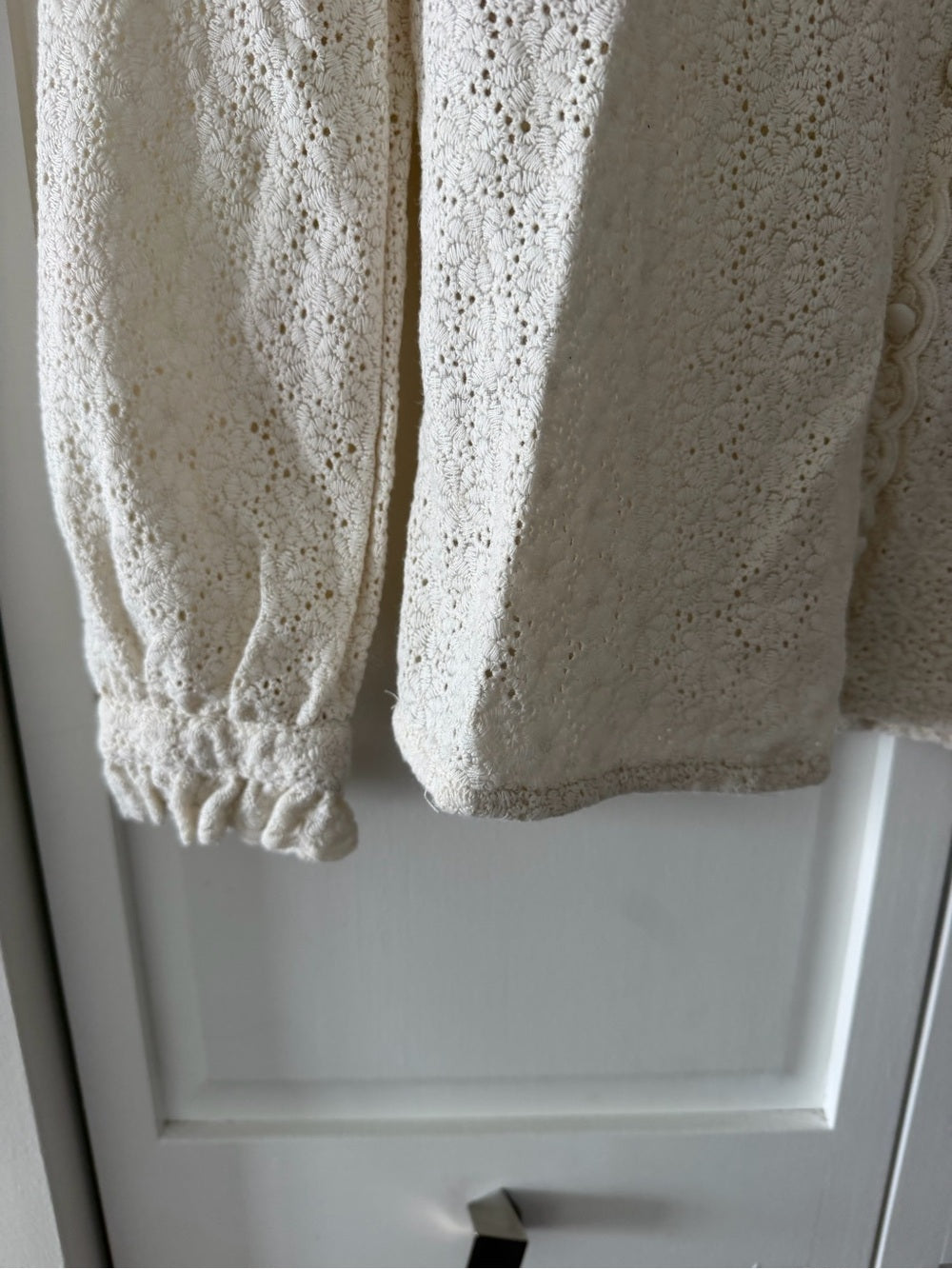Vintage Cream 100% Cotton Lace Blouse - Size M