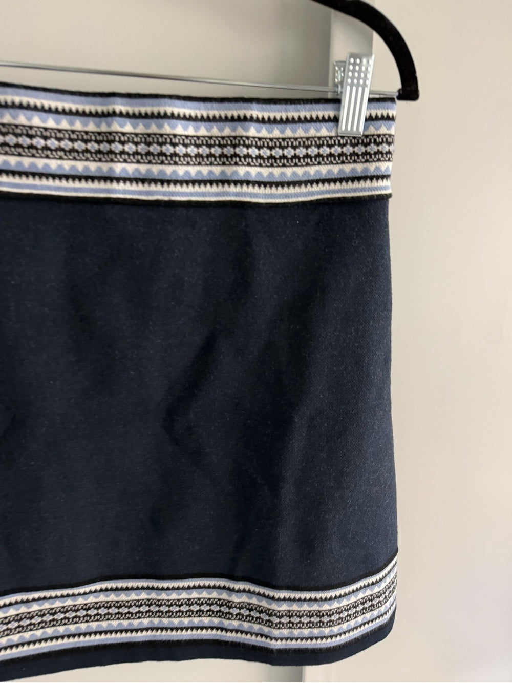 Club Monaco Navy Blue Geometric Border Knit Mini Skirt S