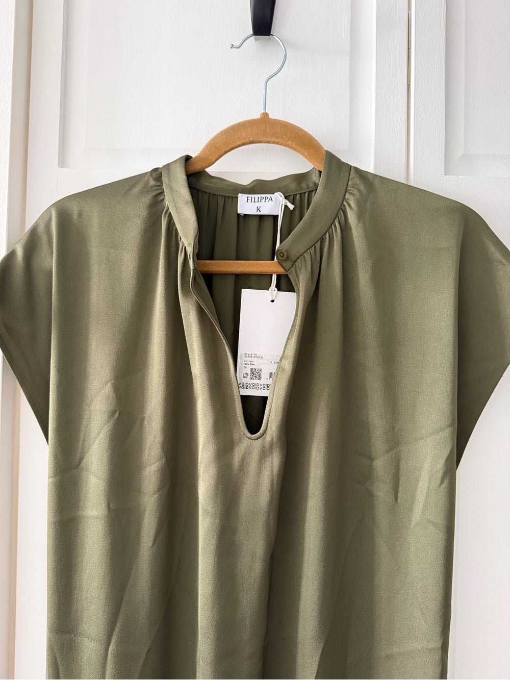 Filippa K Olive Green Satin-Finish Midi Dress - Size 36 (Fits Oversized) NWT - Studio Edition