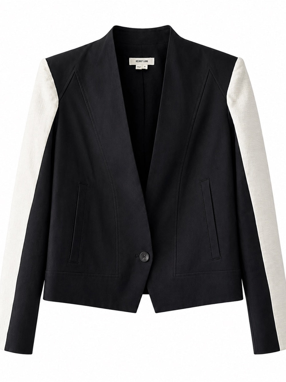 Helmut Lang Black Cotton Linen Colorblock Blazer 2 - Studio Edition