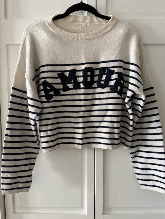 Lili & Lala French Store Striped "Amour" Cropped Sweater - Studio Edition