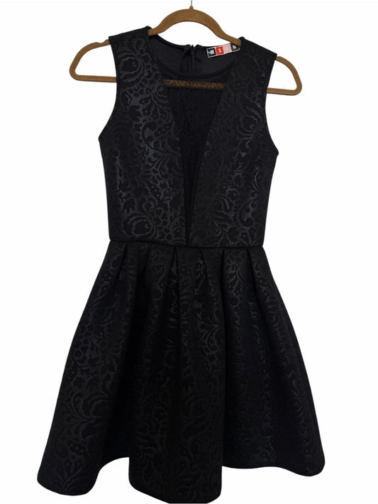 MSGM Black Damask Brocade Lace Inset Fit and Flare Dress Size 2 - Studio Edition