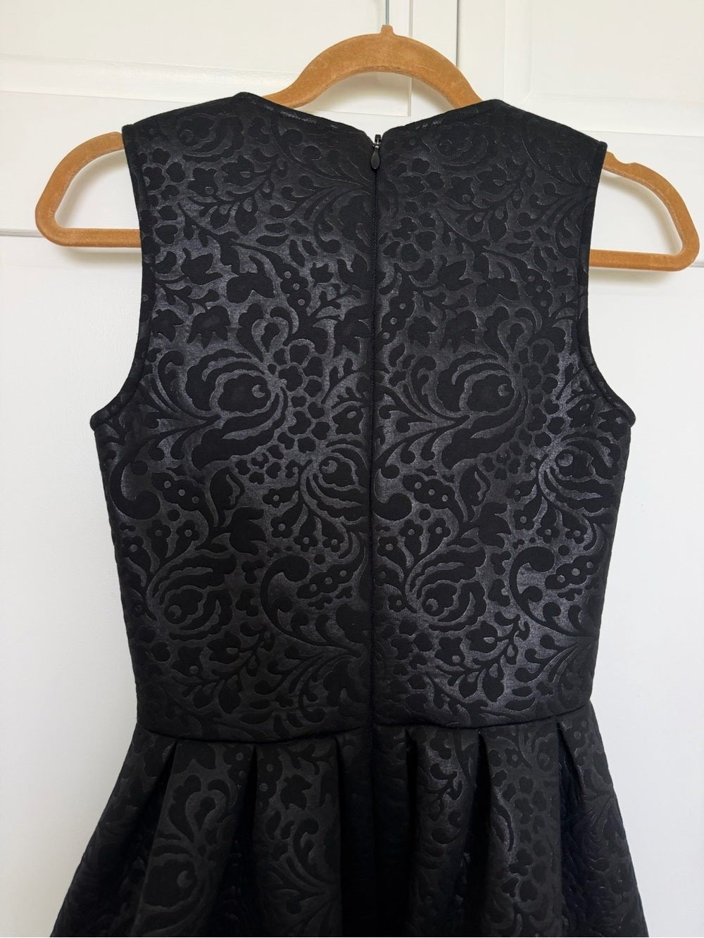 MSGM Black Damask Brocade Lace Inset Fit and Flare Dress Size 2 - Studio Edition