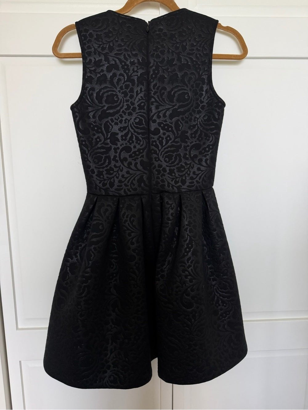 MSGM Black Damask Brocade Lace Inset Fit and Flare Dress Size 2 - Studio Edition