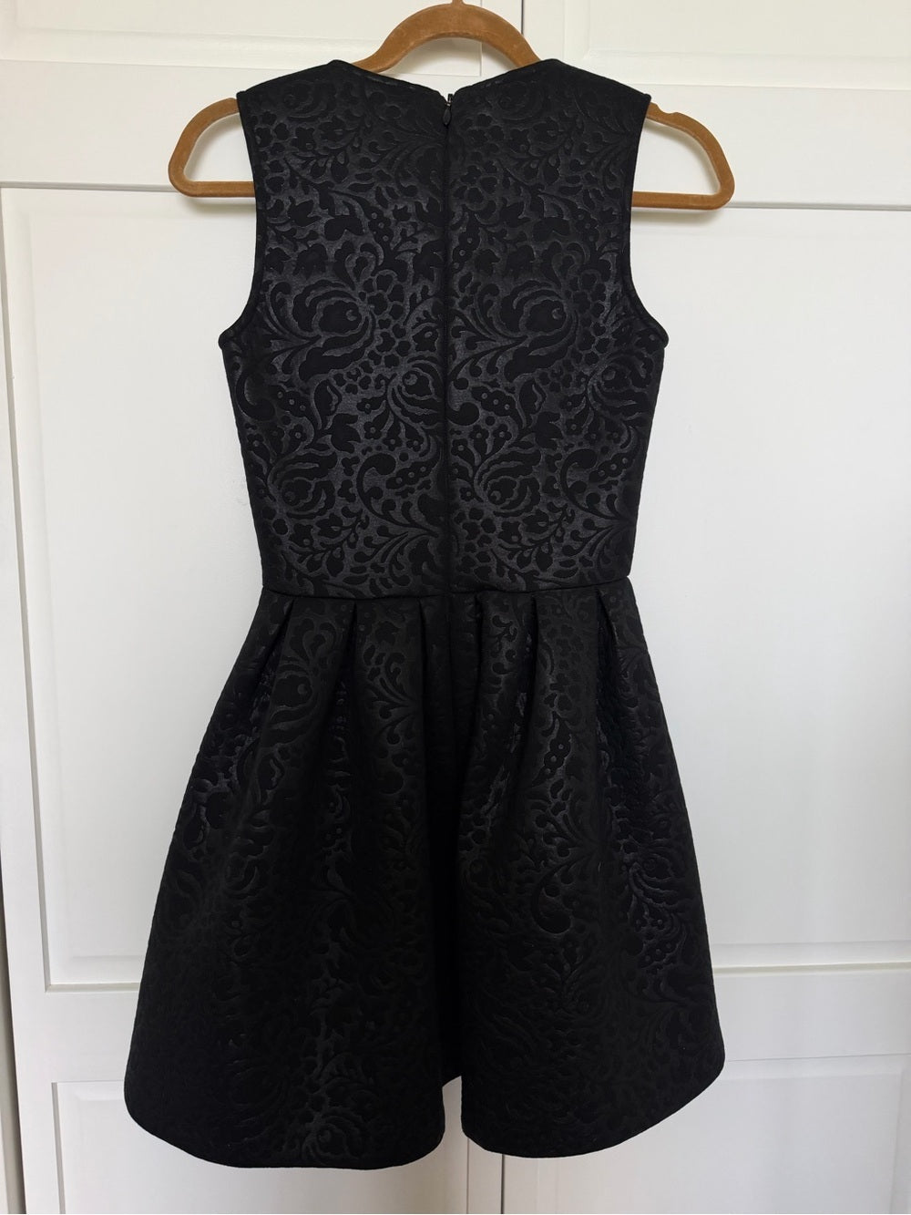 MSGM Black Damask Brocade Lace Inset Fit and Flare Dress Size 2 - Studio Edition