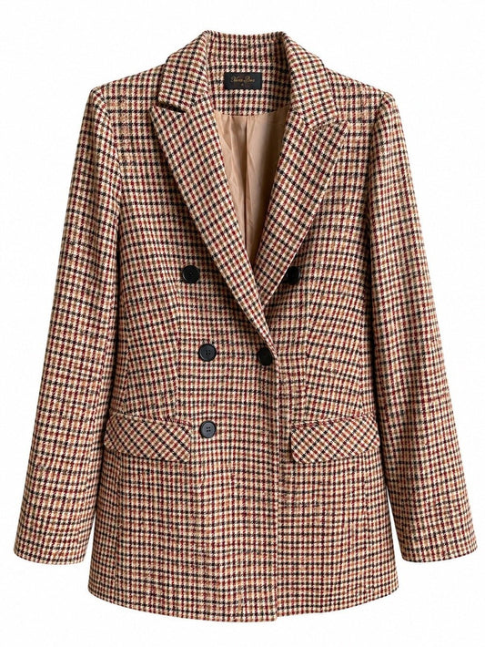 Nana Love French Brand Plaid Double-Breasted Blazer Jacket Size S - Studio Edition