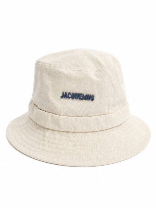 NWOT JACQUEMUS Neutral Beige Bucket Hat with Logo Plaque - Studio Edition