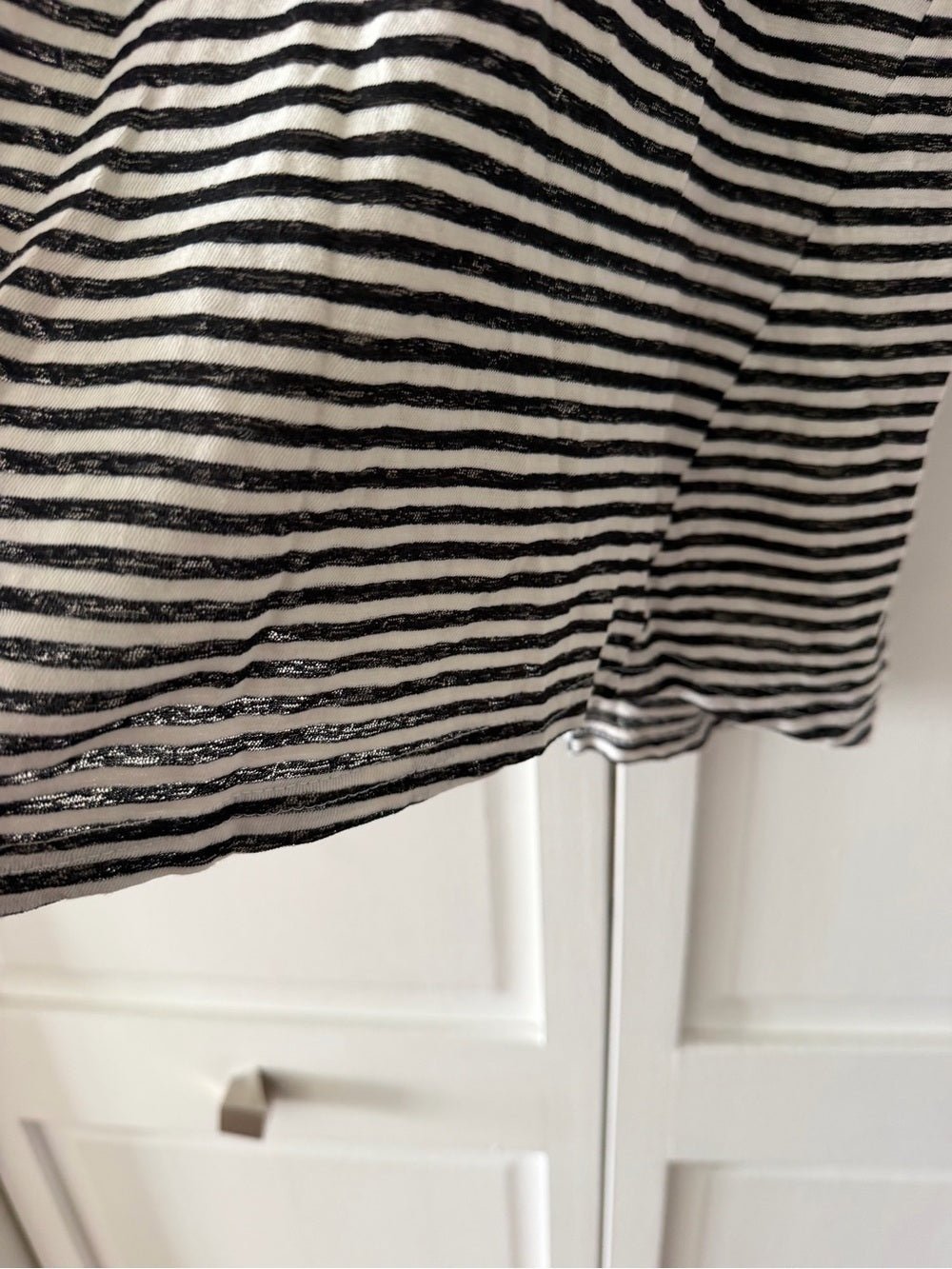 Peace Love Black & White Striped Ruffle Button-Front Tank Top size S French - Studio Edition